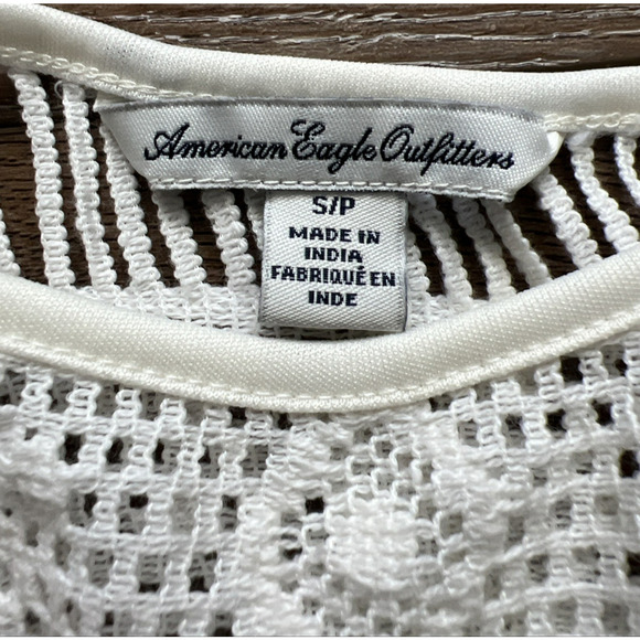 American Eagle Dress Womens Small Cream Sleeveless Fringe Crotchet Boho Festival - Picture 5 of 11